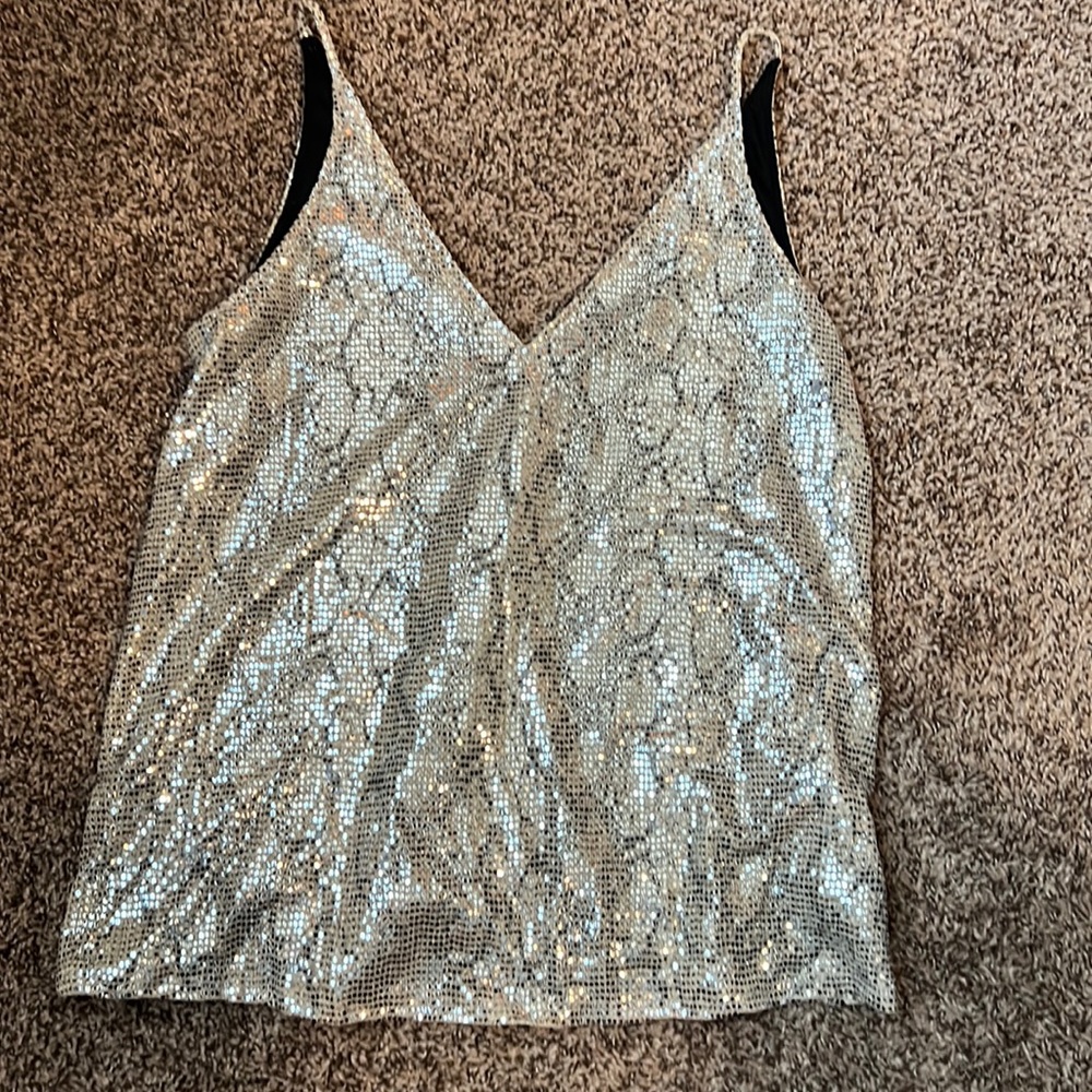 Sparkly Spaghetti String Top Worn 1x